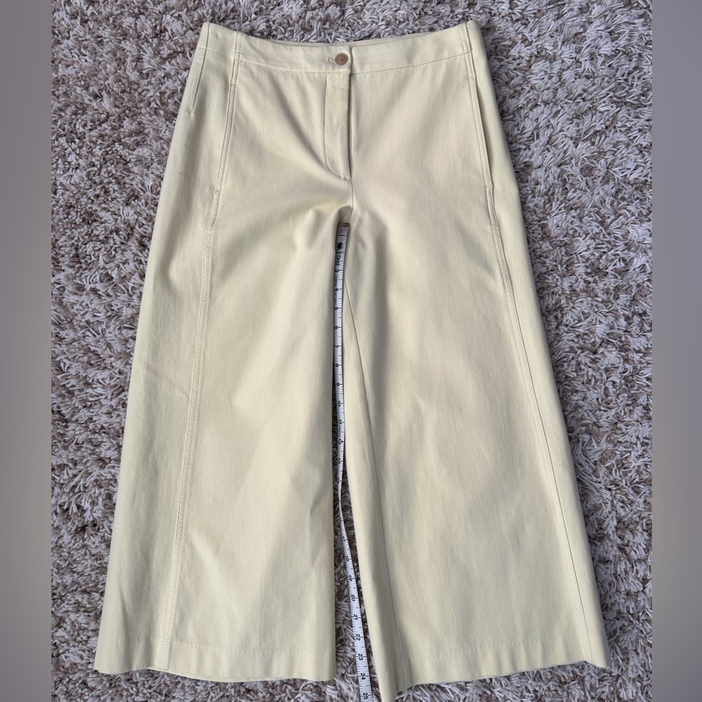 Ann Taylor Light Yellow Wide Leg Cropped Pants